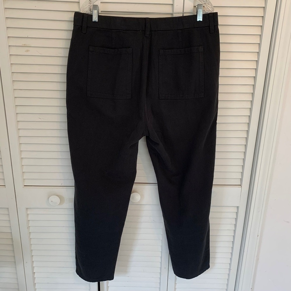 EILEEN FISHER Black Organic Cotton Straight Leg Ankle Pants Womens L Minimalist - Picture 6 of 13